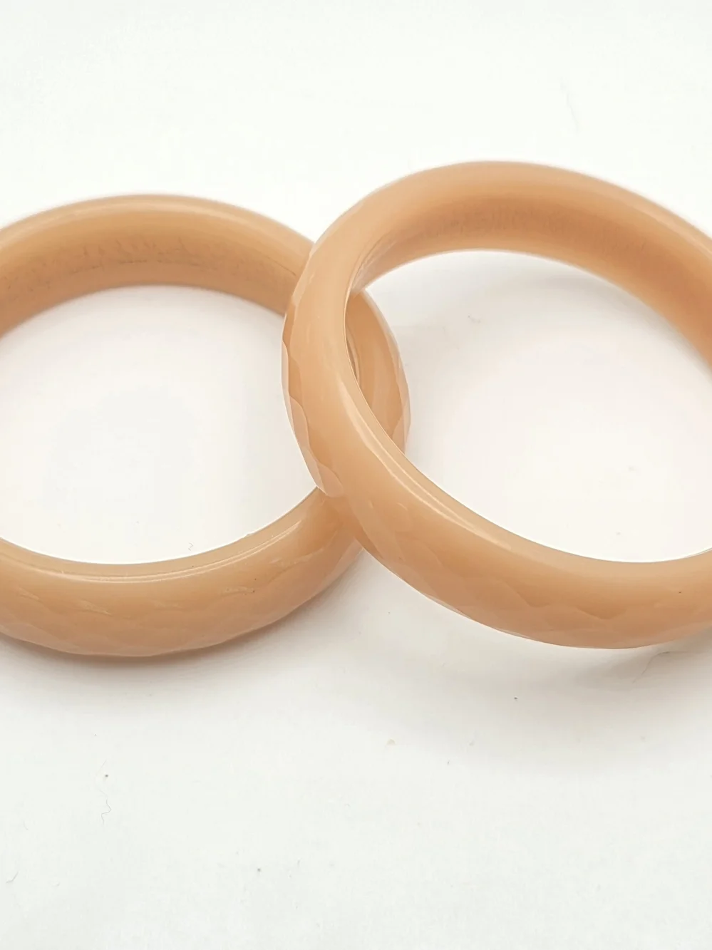 Vintage Peach Glass Bangle Bracelet Set - Set of 2